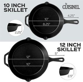 img 2 attached to 🍳 Premium Pre-Seasoned Cast Iron Skillet Set: 10-Inch and 12-Inch 2-Piece Bundle for Oven Safe Cooking - Complete with Heat-Resistant Holders - Perfect for Indoor and Outdoor Use on Grill, Stovetop, and Induction
