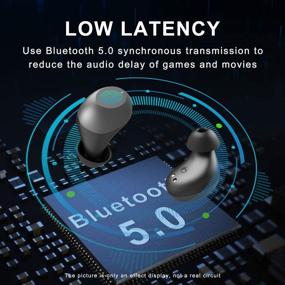 img 3 attached to 🎧 Беспроводные наушники с Bluetooth 5.0, сенсорным управлением и шумоподавлением, водонепроницаемые наушники, глубокий басовый звук, беспроводной чехол для зарядки - для Samsung iPhone и других устройств.