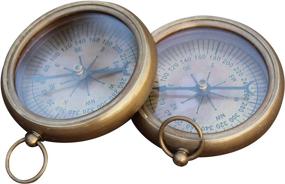 img 1 attached to CollectiblesBuy Nautical Vintage Antique-Finish Compass, 2.2 inches, Polished Brass Compass