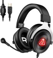 🎧 eksa e900 plus usb gaming headset with microphone - noise cancelling headphones, 7.1 surround sound, 50mm drivers - enc gaming headsets for pc, playstation 5, ps4, laptop - detachable mic included logo