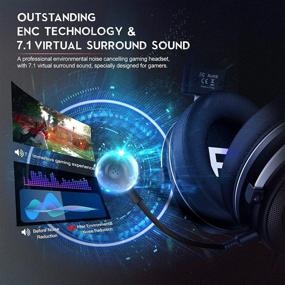 img 2 attached to 🎧 EKSA E900 Plus USB Gaming Headset with Microphone - Noise Cancelling Headphones, 7.1 Surround Sound, 50mm Drivers - ENC Gaming Headsets for PC, PlayStation 5, PS4, Laptop - Detachable Mic Included