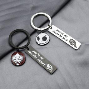 img 2 attached to 💑 Jack and Sally Keychain Set: Perfect Couples Matching Keychain Gifts for Boyfriend Girlfriend, Ideal for Christmas