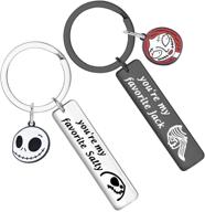 💑 jack and sally keychain set: perfect couples matching keychain gifts for boyfriend girlfriend, ideal for christmas logo