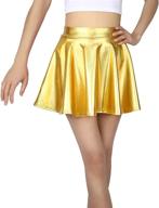 hde girl's metallic skater skort: athletic shiny holographic dance scooter skirt logo