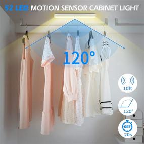 img 3 attached to 🔦 Motion Sensor Rechargeable LED Closet Lights - 52 LEDs, Touch Control, Dimmable 3 Color Modes - Wireless Stick-on Light Bar for Kitchen Counter Wardrobe - 3-Pack