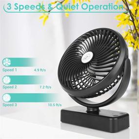 img 3 attached to 🔌 USB Powered 7-Inch Desk Fan with 3 Speeds, Hanging Hook, LED Lantern - Ideal for Home Office, Table Cooling, and More