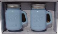 🥛 milk glass blue mason jar salt and pepper shaker set - vintage style kitchen tableware logo