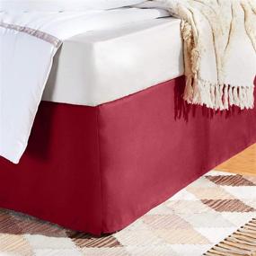img 3 attached to 🛏️ Premium Hotel Luxury Queen Split Corner Bed Skirt - Solid Burgundy 15" Drop - 100% Cotton