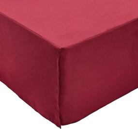 img 2 attached to 🛏️ Premium Hotel Luxury Queen Split Corner Bed Skirt - Solid Burgundy 15" Drop - 100% Cotton