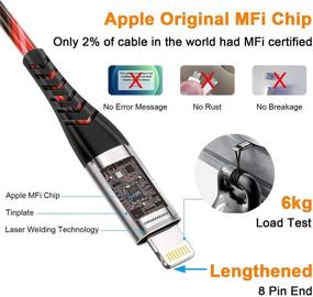 img 1 attached to 🔌 Tomoson Светодиодный зарядный кабель для iPhone, сертифицированный MFi, длиной 3 фута, USB-разъем к Lightning для быстрой зарядки iPhone 12 11 Pro Max 10 XR XS Max 8 7 SE 2020 iPad - красный