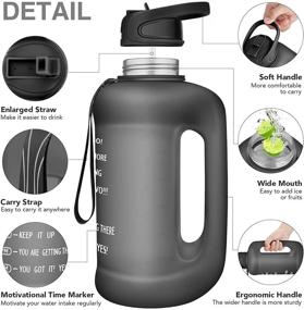 img 3 attached to 🏋️ PASER 64 oz Half Gallon Water Bottle with Straw - Motivational Time Marker, Carry Strap, BPA Free Leakproof Large Water Jug for Fitness Gym Yoga Camping Running Outdoor Sports