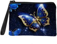 🦋 jeiento blue butterfly wallets for women - stylish business purse with coin pocket, zip around closure, spacious capacity, and durable handbag design - perfect for banquets, parties, clutch bag, and phone holder wallet logo