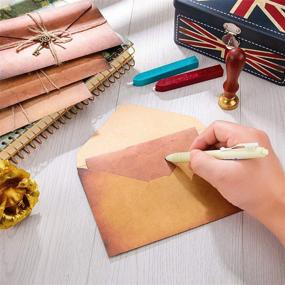 img 2 attached to 💌 Vintage Paper and Envelope Set: Antique-Looking Old Style Stationery Kit with 24 Vintage Paper, 12 Envelopes, and Vintage Accessories