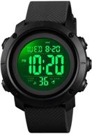 boys waterproof digital sports watch with back light - perfect for teenagers (age 11-15) - black logo