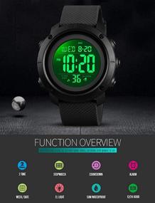 img 2 attached to Boys Waterproof Digital Sports Watch with Back Light - Perfect for Teenagers (Age 11-15) - Black