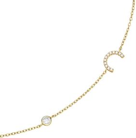 img 4 attached to 🎁 Pavé Sideways Initial Necklace: Personalized 18K Gold Plated Silver Jewelry for Layering, Perfect Gift