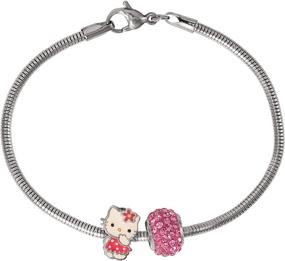 img 4 attached to Hello Kitty Bracelet Sterling Stainless