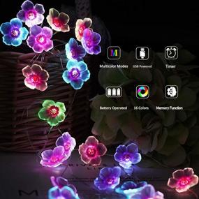 img 2 attached to 🌸 Vibrant Multicolor Flower Lights: Battery Operated & USB Powered 13ft String Lights with Remote Control Timer - Perfect for Nursery, Bedroom, Wedding Decor and More!