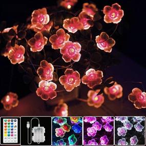 img 4 attached to 🌸 Vibrant Multicolor Flower Lights: Battery Operated & USB Powered 13ft String Lights with Remote Control Timer - Perfect for Nursery, Bedroom, Wedding Decor and More!