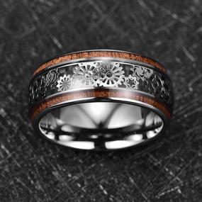 img 2 attached to 🔥 Steampunk-inspired TUNGSTORY 10mm Tungsten Ring with Koa Wood Inlay - Perfect for Men and Women, Size 7-14