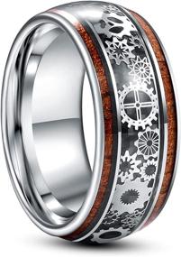 img 4 attached to 🔥 Steampunk-inspired TUNGSTORY 10mm Tungsten Ring with Koa Wood Inlay - Perfect for Men and Women, Size 7-14