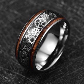 img 3 attached to 🔥 Steampunk-inspired TUNGSTORY 10mm Tungsten Ring with Koa Wood Inlay - Perfect for Men and Women, Size 7-14