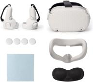 oculus quest 2 vr headset combo set: 6-in-1 accessories bundle with vr shell protector cover, silicone face cover, lens protector cover, controller protector cover, thumb button cap, and cleaning cloth logo