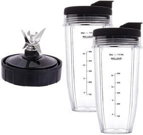 img 4 attached to Revolutionary Blender Replacement Parts by Revorit - 2x 24oz Cups with spill-proof Lids and 7 Fins Extractor Blade for Nutri Ninja Auto iQ BN801 SS101 BL480-30 BL641 BL642-30 (Pack of 5)