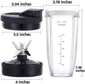 img 3 attached to Revolutionary Blender Replacement Parts by Revorit - 2x 24oz Cups with spill-proof Lids and 7 Fins Extractor Blade for Nutri Ninja Auto iQ BN801 SS101 BL480-30 BL641 BL642-30 (Pack of 5)