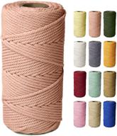 🧵 100% natural cotton macrame cord, tammi co | colored craft cord for wall hangings, plant hangers, dream catchers | light brick, 4mm 109yd length logo