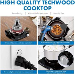 img 2 attached to 🔥 Convenient Techwood 1100W Portable Electric Coil Hot Plate: Upgraded Stainless Steel Design for Easy Countertop Cooking and Cleaning