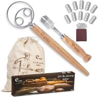 🍞 premium bread lame and danish whisk set with leather cover - scoring tool with razor blades, dough hook, and linen bag for artisan bread making logo