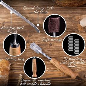 img 3 attached to 🍞 Premium Bread Lame and Danish Whisk Set with Leather Cover - Scoring Tool with Razor Blades, Dough Hook, and Linen Bag for Artisan Bread Making