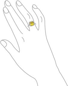 img 2 attached to Canary Yellow CZ Square Cushion Cut Halo Statement Engagement Ring with CZ Pave Band - 925 Sterling Silver, 10MM