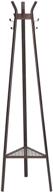 🧥 modern style bronze coat rack stand with 3 branches, 6 hooks, bottom mesh shelf - ideal for clothing, hats, bags, hallway, entryway, office - songmics urcr25a logo