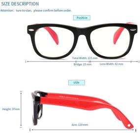 img 3 attached to 👶 Kids' Blue Light Glasses for Toddlers: Reduce Eye Strain, UV Glare & Fatigue from Digital Screens. Nerd Square Baby Glasses (Age 1-4) - Black-Red, 115mm