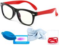 👶 kids' blue light glasses for toddlers: reduce eye strain, uv glare & fatigue from digital screens. nerd square baby glasses (age 1-4) - black-red, 115mm logo