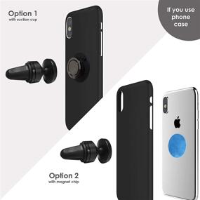 img 1 attached to 🚗 FH GROUP Air Vent Magnetic Phone Car Mount + Suction Cup Ring Holder (FH3033-BLACK): Ultimate Hands-Free Solution for Your Phone in the Car!