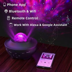 img 1 attached to 🌌 Bedroom Star Light Projector - Galaxy Projector with LED Nebula Ocean Wave Night Light, Bluetooth Music Speaker, Remote Control & Timing, Ceiling Star Light Projector for Kids Room