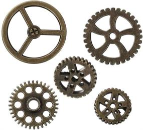 img 1 attached to 🔩 60 Pcs Metal Gears and Wheels (12 each) in Bronze Tone - Watch Findings for DIY Crafts, Jewelry Making, Steampunk Charms
