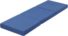 img 2 attached to 🛏️ Olee Sleep Tri-Folding Memory Foam Topper 4'' H, Blue: Enhance Comfort and Convenience with this Portable Foldable Mattress Topper