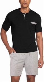 img 1 attached to 🌙 Comfortable and Stylish Ekouaer Men's V Neck Sleepwear: Ideal Nightwear for Sleep & Lounge