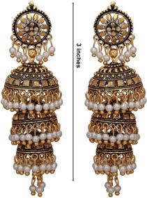 img 1 attached to 💎 Exquisite Jwellmart Bollywood Traditional Ethnic Pearl Jhumka Jhumki Earrings for Women and Girls