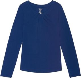 img 1 attached to 👚 Classic French Toast School Uniform Girls V-Neck T-Shirt with Front Gathers - Long Sleeve and Comfortable Fit!