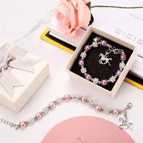 img 2 attached to 🎠 Girls Horse Beaded Bracelet Crystal Charm Handmade Bangle Set of 2 with Gift Box - Enhanced SEO