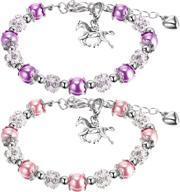 🎠 girls horse beaded bracelet crystal charm handmade bangle set of 2 with gift box - enhanced seo logo