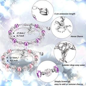 img 3 attached to 🎠 Girls Horse Beaded Bracelet Crystal Charm Handmade Bangle Set of 2 with Gift Box - Enhanced SEO