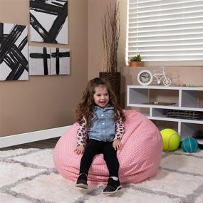 img 3 attached to 🌸 Small Light Pink Dot Bean Bag Chair for Kids and Teens by Flash Furniture