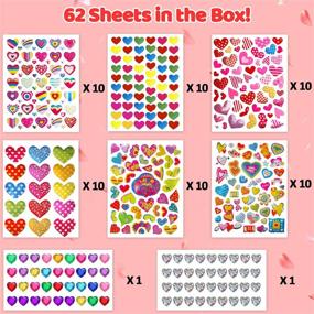 img 2 attached to 💖 Valentine Heart Stickers - Partywind 62 Sheets | Glitter & 3D Styles | Self-Adhesive Love Stickers for Envelopes, Scrapbook, Valentines Day Wedding Decorations & Party Favors