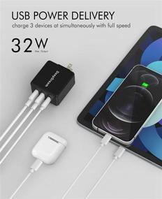 img 2 attached to 🔌 DeepDream USB C Charger Block: 3-Port 32W Wall Charger with 20W PD + Dual 12W USB, Compatible for iPhone 12/11/XR/Airpods Pro/iPad Pro/Air